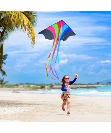 Stoie's Giant Rainbow Delta Kite for Kids Ages 4-12 | Large Beach Kite for Adults | Stunt Kite Easy to Fly | Best Flying Kite for Beginners & Toddlers - Buy Online on GoSupps.com
