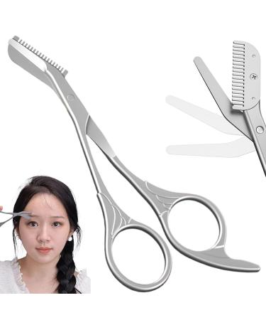 Premium Eyebrow Scissors with Comb - 5.63" Stainless Steel Rustproof Trimmer for Women | Non-Slip Handle for Home & Travel - Buy Online on GoSupps.com