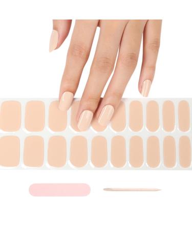 Semi Cured Gel Nails Strips 20 Stickers Nail Wraps Soft Self-Adhesive Nude Solid Colour Gel Nail Stickers Salon-Quality Gel Nail Strips for Nails Manicure UV/LED Lamp Required (Nude-27)