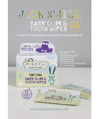 Jack N' Jill Baby Gum & Tooth Wipes - Neutral Flavor | 100% Soft Cotton | All-Natural & Safe | Steam Sterilized | Gently Textured | Fluoride, Sugar, & Parabens Free | 25 Pack - Buy Online on GoSupps.com