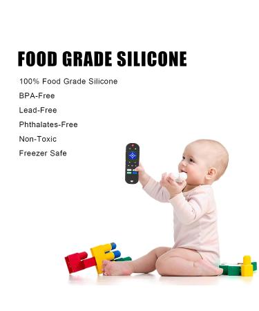 Silicone Remote Control Shaped Baby Teether with Pacifier Clip - Soft Chew Toy for Babies 3-18 Months (Black) - Buy Online on GoSupps.com