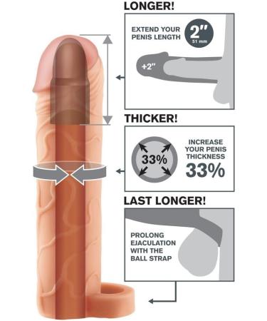Pipedream Products Fantasy Xtensions Perfect 2 Inch Extension Sleeve With Ball Strap Flesh 8 Inch Ultra-Lifelike Fanta-Flesh Phthalate -Free - Buy Online on GoSupps.com