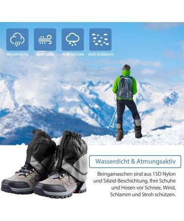 Waterproof Tyuodna Gaiters for Hiking Running & Outdoor Activities - Breathable Leg Gaiters for Men & Women - One Size Black - Buy Online on GoSupps.com