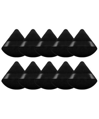 Molain 10Pcs Pure Cotton Triangle Makeup Puff Set - Soft Wedge Shape with Strap for Contouring, Under Eyes and Corners - Black - Buy Online on GoSupps.com