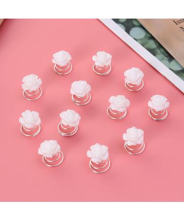 Lurrose 12pcs Glitter White Rose Spiral Hair Pins - Bridal Wedding Prom Accessories - Buy Online on GoSupps.com