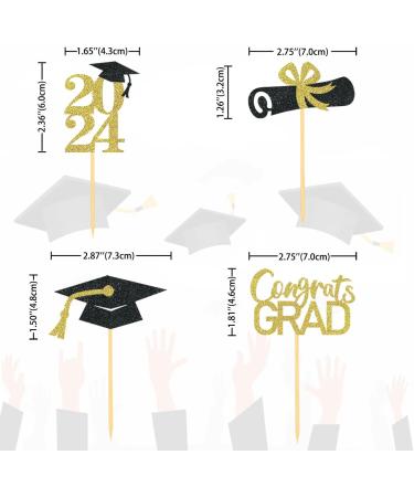 24Pcs Graduation Cupcake Toppers Graduation Cupcake Picks for Cupcake Food Decorations - Class of 2024 Graduation Cupcake Toppers Supplies (Gold) - Buy Online on GoSupps.com