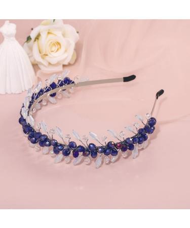 IYOU Bridal Wedding Headbands Royal Blue Crystal Hair Bands Sparkly Rhinesotne Guest Birde Bridesmaid Hair Accessories for Women and Girls - Buy Online on GoSupps.com
