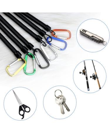 6 Pieces Spiral Keychain with Carabiner - Extendable Anti-Lost Spring Rope for Fishing Camping Hunting & Keys | International Shipping - Buy Online on GoSupps.com