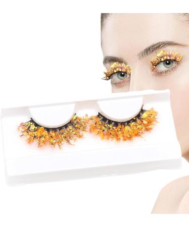 Glitter Lashes - Sparkly 3D Orange Lashes Shiny Dramatic Decorative Eye Strip Lashes | False Eyelashes flufy Wispy Curly Waterproof Sticker Eyelashes | Lashes for Holiday Eye Makeup Cosplay Q-05 - Buy Online on GoSupps.com