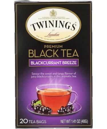Twinings of London Premium BLACK TEA - Blackcurrant Breeze 20 Tea bags - pack of 6 