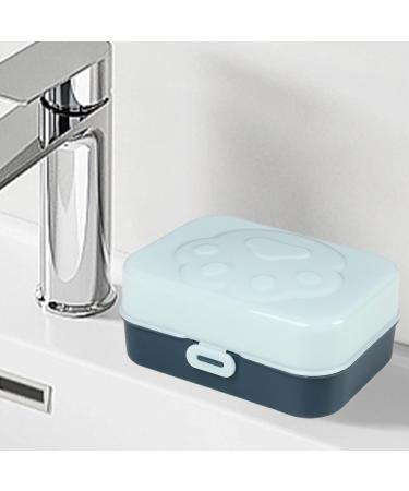 Solid Shampoo Bar Holder Portable Shampoo Bar Case - Cat Paw Design Body Cleaning Bar Drain Holder Drain Case with Sealing Lid Blue - Buy Online on GoSupps.com