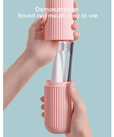 2-Pack Portable Travel Toothbrush Case Holder for Business Trips - Pink and Blue - Buy Online on GoSupps.com