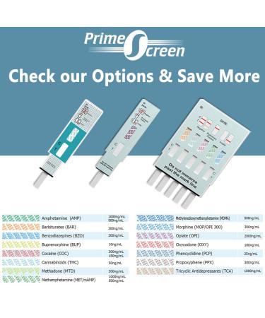 Prime Screen 5 Pack Urine Drug Test Kit - Instantly Test for 5 Drugs AMP, COC, MET, OPI, THC - WDOA-254 - Buy Online on GoSupps.com