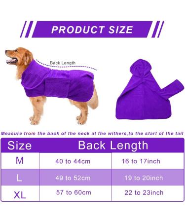 Purple Dog Waded Coat & Super Absorbent Towel - Soft Adjustable Bathrobe for Pets (XL 64cm) - Buy Online on GoSupps.com