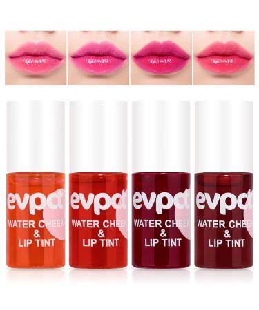 BINGBRUSH 4Pcs Bright Vivid Color Lip Tint With Vibrant Moisturizing Long-wear Non-sticky Lightweight Lip Stains Liquid Lipstick Rouge Lip Gloss Girls Women Gift Set(Brilliant Rouge Lip Gloss) 01&02&03&04