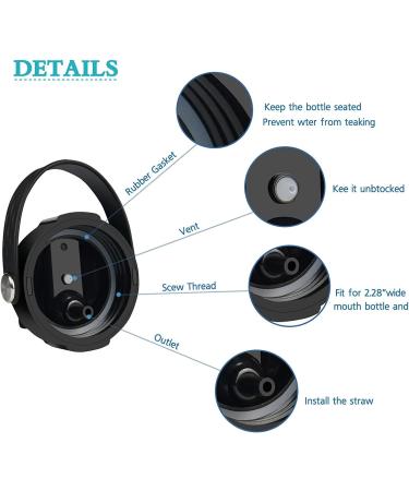 Hydro Flask Wide Mouth Straw Lid - Fits 12-64oz Bottles - Black - Buy Online on GoSupps.com