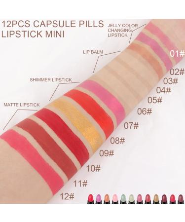 BINGBRUSH 12Pcs Mini Capsule Lipstick Pills Set - Color Changing Jelly Magic Lipsticks, Strawberry Mint Apple Lip Balm, Matte & Metallic Lipsticks - Women Mood Lip Stick 12 Colors - Buy Online on GoSupps.com