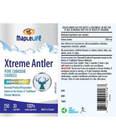Maplelife Xtreme Antler 250mg 30 capsules - Buy Online on GoSupps.com