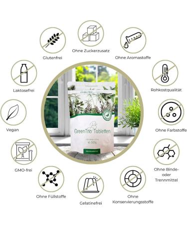 VivaNutria Bio Green Trio - 4000 Vegan Tablets of Spirulina Chlorella & Barley Grass | 1000g Pure Nutrition No Additives - Buy Online on GoSupps.com