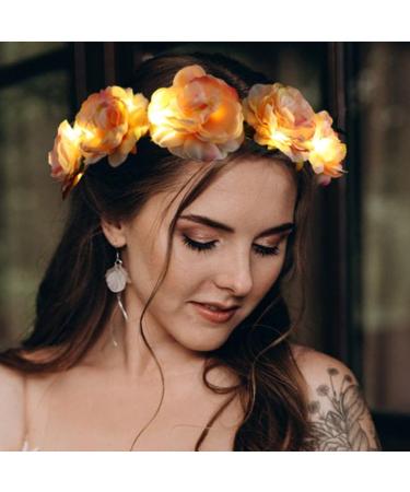 Zoestar LED Flower Crown Headbands Light Up Hair Wreath Headband Bridal Garland Headpiece Floral Festival Headdress Hair Accessories for Women and Girls - Buy Online on GoSupps.com