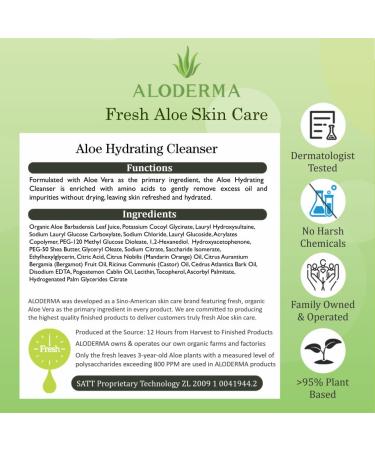 Aloderma Hydrating Facial Cleanser with Organic Aloe Vera - Daily Moisturizing Aloe Face Wash with Shea Butter Vitamin E - Nourishing Face Cleanser for Normal Dry Skin Non-Comedogenic 100g/3.5oz - Buy Online on GoSupps.com