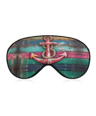 Boat Anchor Vintage Wood Grain Sleep Mask Block Out Light Sleeping Eye Mask Comfortable Night Sleeping Mask Ultralight Travel Eye Cover for Women Men