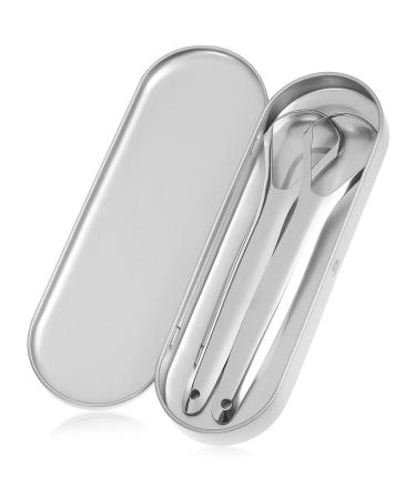 Healeved 2 pieces of tongue scraps for adult metal tongue scraps stainless steel tongue cleaner tongue cleaning scraps with storage box