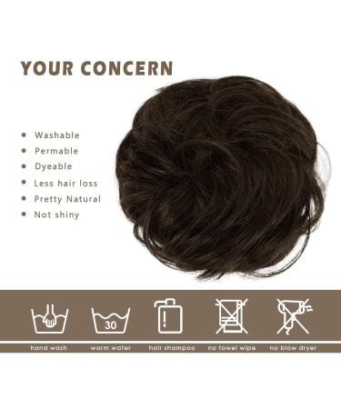 BARSDAR 100% Real Hair Tie Extensions - 32g Curled Messy Bun Hair Part Updos - Dark Brown - Premium Quality Hair Extensions for Women & Girls - Buy Online on GoSupps.com