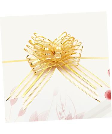 FRCOLOR 10pcs Golden Wedding Pull Flower Bows - Large Hand-Painted Gauze Decor for Weddings & Christmas - Perfect Gift Garland Decoration 74x5cm - Buy Online on GoSupps.com