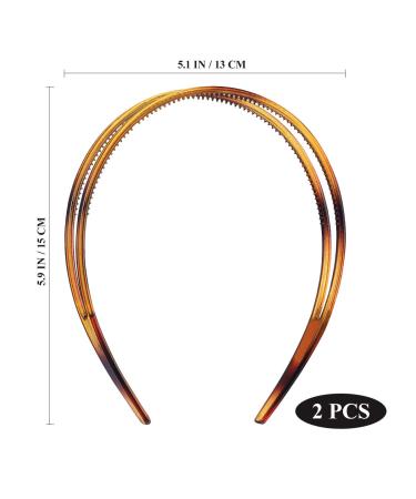 2 Pack Hard Plastic Headband with Double Row Teeth Comb for Women - Minimalist Black Design - Buy Online on GoSupps.com