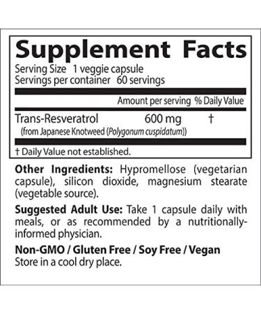Doctor's Best High Potency Trans-Resveratrol 600mg - 60 Veggie Caps - Buy Online on GoSupps.com