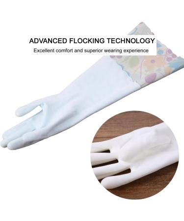 Bamllum 3 Pairs Rubber Cleaning Gloves - Reusable Kitchen Dishwashing Gloves with Cotton Liner 16" Long Cuff Non-Slip (Medium Blue/Pink/White) - International Shipping Available - Buy Online on GoSupps.com