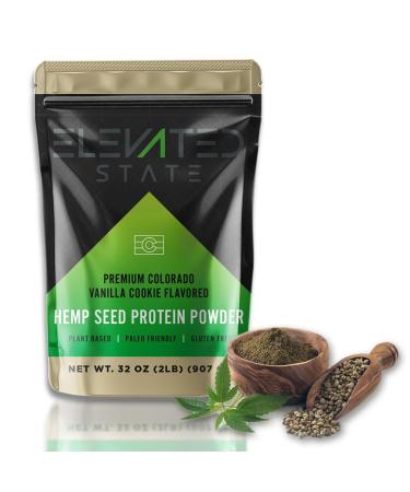 Elevated Natural Hemp Protein Powder, Cold Pressed Hemp Protein with Non-GMO, Free of Artificial Flavoring, Soy Free, Dairy-Free, Kosher, Vegan & Fiber. Hemp Protein Vanilla Sourced in USA (2 LB) Vanilla Cookie