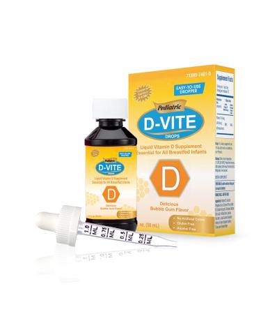 Pediatric D-Vite Liquid Vitamin D 400 IU/ml (50 ml) - Bubble Gum Flavor