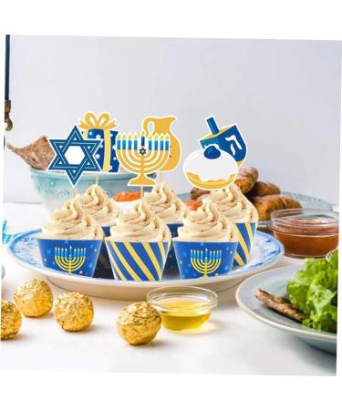 Abaodam 48pcs Hanukkah Insert wedding ceremony decorations wedding props birthday cake toppers menorah cupcake drink sticks chanukkah party supplies Wedding Cake Decoration Cakes Picks - Buy Online on GoSupps.com