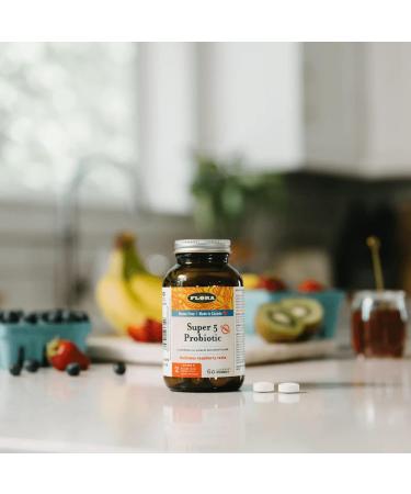 Flora Health Super 5 Probiotic Lozenge Raspberry Flavoured Oral Probiotic Good for Bad Breath Five Strains with 2 Billion CFU Regain and Retain Gut Health RAW 60 Lozenges Glass Bottle - Buy Online on GoSupps.com