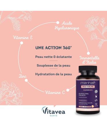 Manha - Sublime Skin - Gummies - Clean Skin Skin Flexibility - Hyaluronic Acid Immortelle from Italy Vitamin C Vitamin E Zinc - 60 Gummies - 1 Month - Peach Flavor - Vegan - Buy Online on GoSupps.com