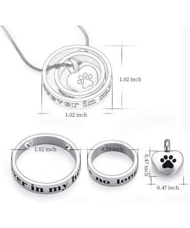 Forever in My Heart Pet Cremation Jewelry - Paw Print Memorial Necklace for Ashes | Silver-Black Dog/Cat Keeper Chain - Buy Online on GoSupps.com