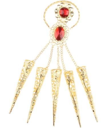 Belly Dance Gypsy Egyptian Gold Bracelet Finger Nails Artificial Red jewelry 5 set (Gold) - Buy Online on GoSupps.com
