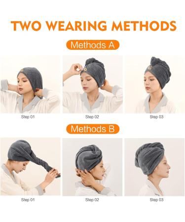 KinHwa Super Absorbent Quick Dry Hair Towel 3 Pack - Large Size, Anti-Frizz for Curly Long Thick Hair - Dark Grey - Buy Online on GoSupps.com