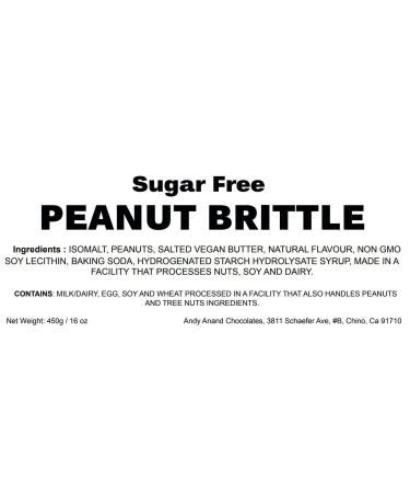 Andy Anand Sugar-Free Peanut Brittle - Handmade Vegan Gift Box with Greeting Card - Delicious Crunchy Treat for Birthday, Anniversary, Christmas - 1 lb - Buy Online on GoSupps.com