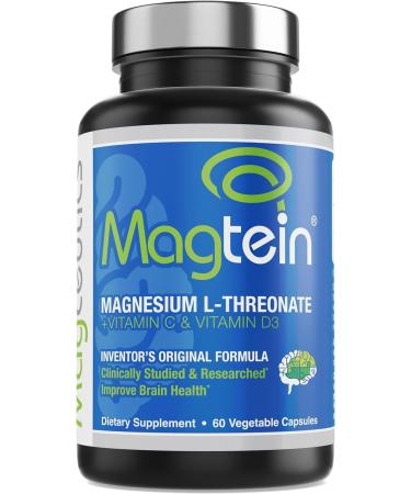 Magtein Magnesium L- Threonate - Bioavailable and 100% Water Soluble Magnesium - Clear Brain Fog, Improve Memory, Focus and Attention, Support Sleep and Mood  30 Day Supply- 60 ct. Veggie Capsules - Buy Online on GoSupps.com