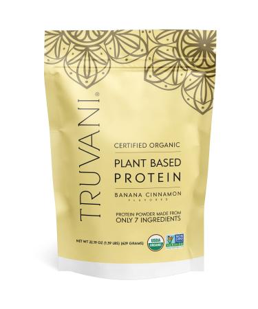 Truvani Organic Vegan Protein Powder Banana Cinnamon - 20g of Plant Based Protein  Organic Protein Powder  Pea Protein for Women and Men  Vegan  Non GMO  Gluten Free  Dairy Free (20 Servings) Banana Cinnamon 20 Servings ...