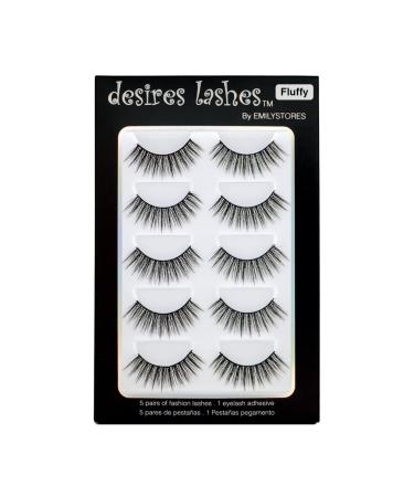 EMILYSTORES 5Pairs Multipack 3D Faux-Mink Eyelashes False Eye Lashes Natural Fluffy Lashes Eyelash Extensions (Fluffy)