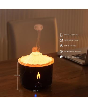 300ml Essential Oil Diffuser - Volcano Flame Aromatherapy Humidifier with Remote Control Timer & Night Lights - Perfect for Home & Office (Dark Wood Grain - Buy Online on GoSupps.com
