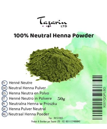 50g Henna Neutral Powder - 100% Natural Cassia Obovata for Hair Strengthening Volume & Cleaning | Tazarin LTD - Buy Online on GoSupps.com