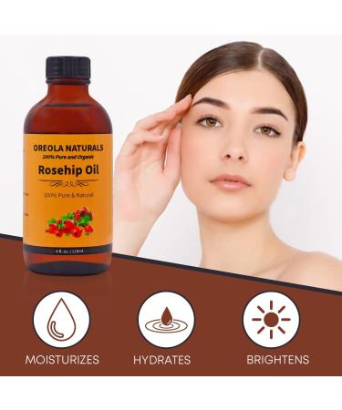 Oreola Naturals Rosehip Oil For Face 4Oz/118ml- 100% Natural Cold Pressed Unrefined Rosehip Seed Oil For Moisturizing Hydrating and Nourishing Perfect For Skin and Hair Care. - Buy Online on GoSupps.com
