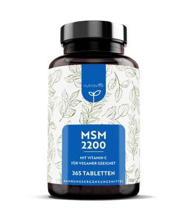 MSM tablets - high -dosed with 2200mg MSM & vitamin C - 365 tablets - -performance winner '21* - Compact MSM powder than with capsules - vegan - laboratory tests - without additives - MSM capsules