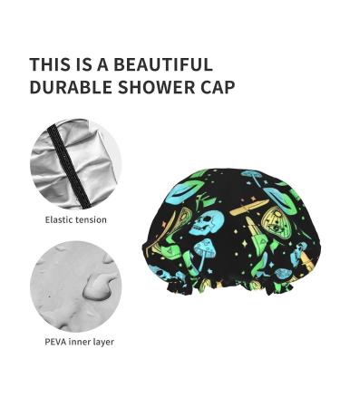 Women's Reusable Pastel Goth Witch Halloween Shower Cap - Double Layers, Waterproof Bath Hat - Buy Online on GoSupps.com