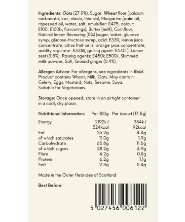 Hebridean Baker - Lemon and Ginger Oaties 150g - Buy Online on GoSupps.com